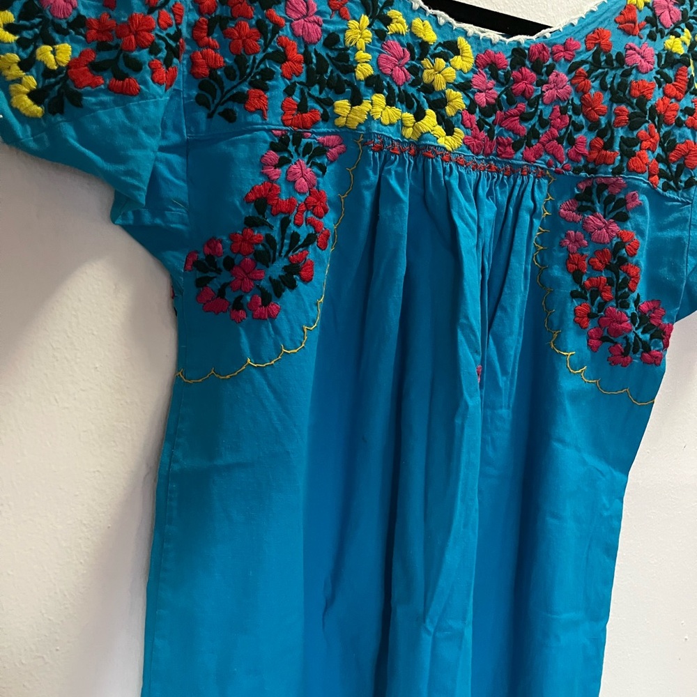 Embroidered Floral Blue Dress